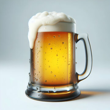 Jarra de cristal de cerveza fr&iacute;a con espuma