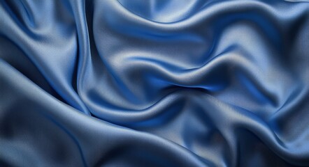 Fototapeta premium Soft blue satin fabric draping elegantly over a surface creating smooth curves and texture