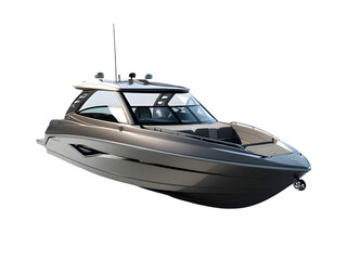 Naklejka premium Sleek Modern Boat with Streamlined Design, Perfect for Speed and Luxury, Isolated for Versatile Use