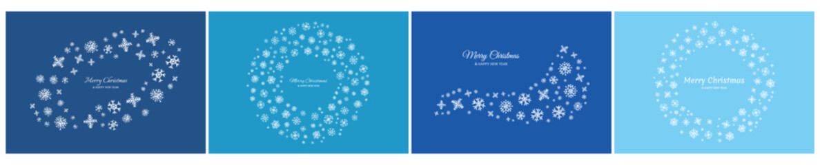 Set of Merry Christmas backgrounds with snowflakes
