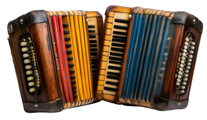 a group of accordions. 