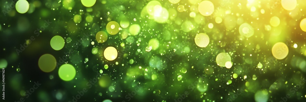 Aufkleber a beautiful abstract image with a vibrant green background and glowing bokeh dots. it is a perfect r
