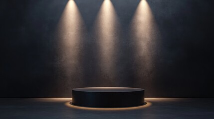 Minimalist Black Platform with Spotlights