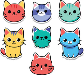 Fototapeta premium Adorable Cat Stickers A Collection of Cute and Playful Designs