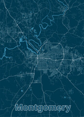 Montgomery, Alabama, USA artistic blueprint map poster