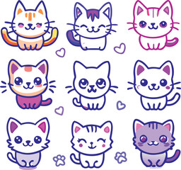 Adorable Cat Stickers A Collection of Cute and Playful Designs