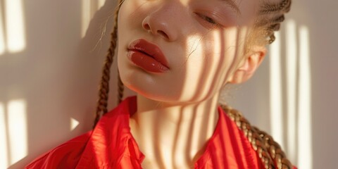 Obraz premium Gender-neutral portrait with a sunlit mood