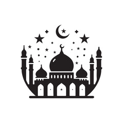 Islamic Mosque Silhouette Vector Illustration