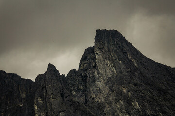 A closeup of a cliff at the Troll Wall, Norway