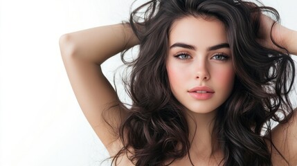 Fototapeta premium Beautiful Woman with Long Curly Hair
