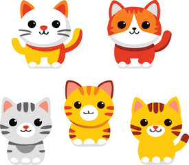 Obraz premium Adorable Cat Stickers A Collection of Cute and Playful Designs
