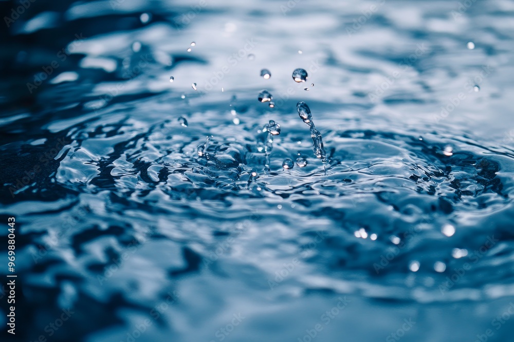 Aufkleber a macro shot of a water droplet splashing into a pool of water, creating a ripple effect. the image 