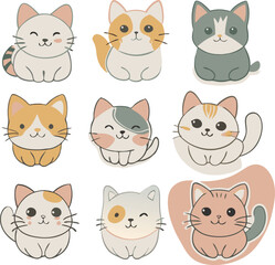 Fototapeta premium Adorable Cat Stickers A Collection of Cute and Playful Designs