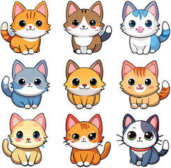 Fototapeta premium Adorable Cat Stickers A Collection of Cute and Playful Designs