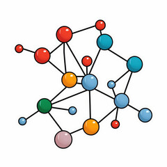 generated illustration of structure molecule icon, cartoon style