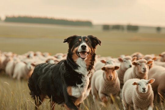 Cute corgi dog close-up on lawn in park on sunny summer day, in background happy family. Beautiful simple AI generated image - Powered by Adobe