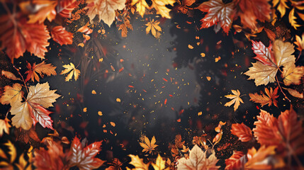 Autumn leaves border.