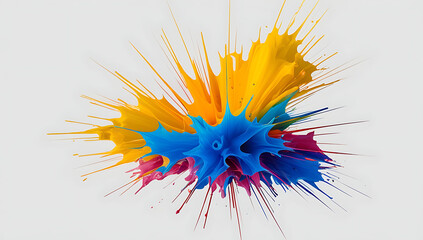 Explosion of colored powder, isolated on white background