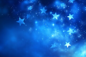Abstract blue background with scattered stars, symbolizing dreams, hope, magic, the cosmos, and the night sky.