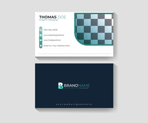 Creative,  minimal , modern, bold,simple,  clean, vector, horizontal, modern presentation card with company logo,Blue business card or visiting card Template design vector.