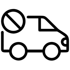Delivery truck icon with prohibition symbol, representing eco-friendly transport restrictions