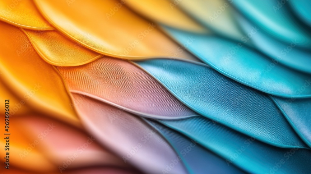 Poster a close up of a colorful pattern made from many different colored feathers, ai