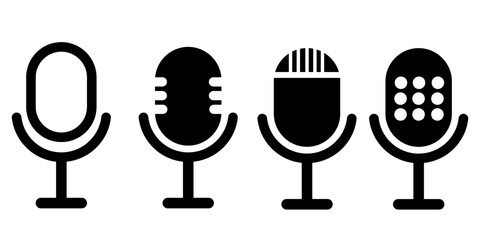 Vector set of table microphones for podcasts and broadcasting
vector microphone icons on white background