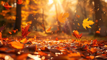 Abstract environmental backgrounds depicting autumnal fall in the forest.