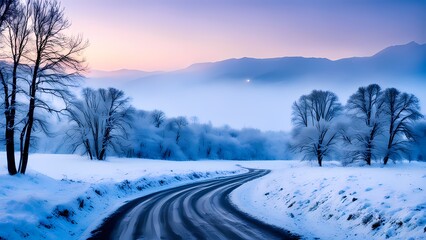 winter landscape with snow covered trees