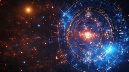 Depict the zodiac signs in alignment with celestial phenomena, such as eclipses, meteor showers, or equinoxes. Show how these events relate to the astrological significance of the signs.