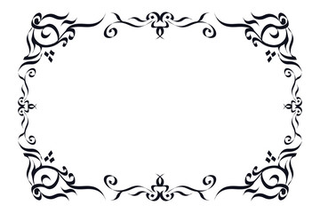 Vector black silhouette ornament on white background.