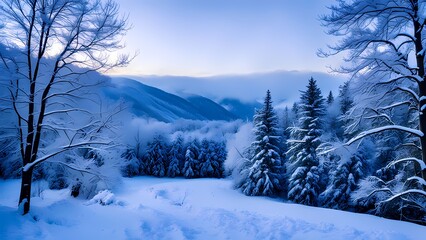 Fototapeta premium winter forest in the mountains