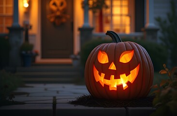 Pumpkin carved in halloween style