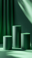 Green cylinders arranged in minimalist style