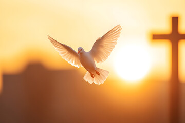 Obraz premium Divine Representation of the Holy Spirit as a Dove, Religious Symbolism and Spiritual Imagery