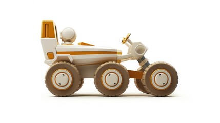 Obraz premium White and gold futuristic rover isolated on white background.