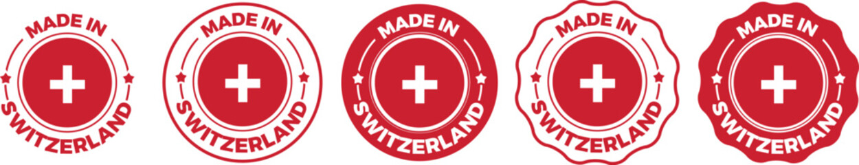 Fototapeta premium made in Switzerland labels set, Swiss made product emblem