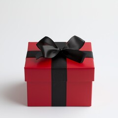 Elegant Red Gift Box with Black Ribbon for Holidays and Special Occasions - High Quality Design