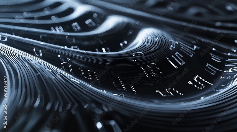 Poster mesmerizing 3d wave of numbers flowing smoothly in high-resolution abstract digital art