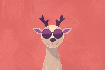 Stylish deer with sunglasses in winter theme illustration
