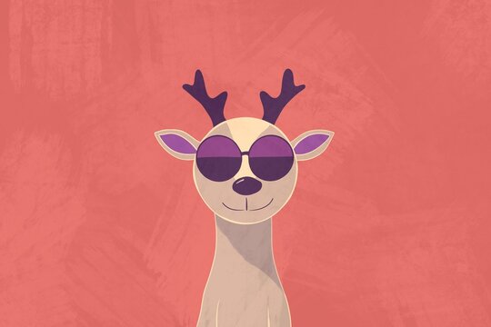 Stylish deer with sunglasses in winter theme illustration