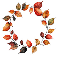 Obraz premium Round autumnal leaves frame on transparent background
