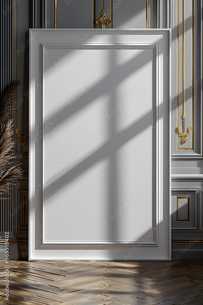 Poster a large white frame with a window in the background