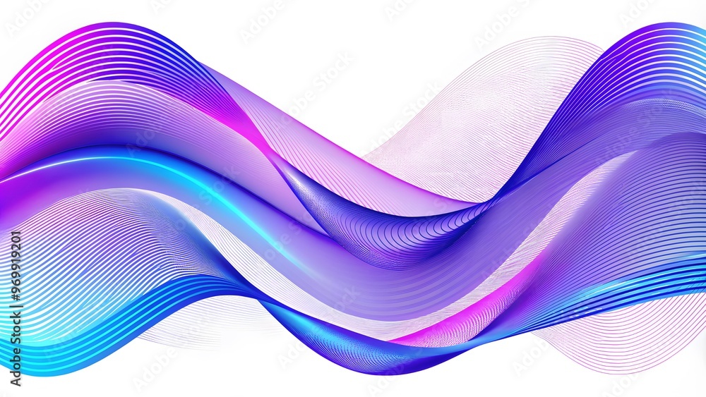 Poster abstract wave design. futuristic particle concept with blue dotted lines and smooth low poly grid, o