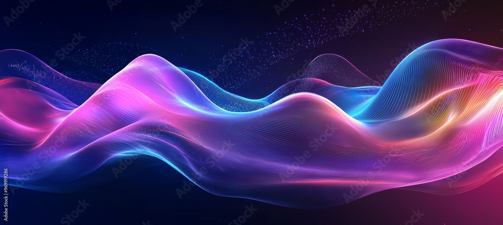Poster colorful abstract wave patterns with smooth gradient flow - futuristic banner design for print