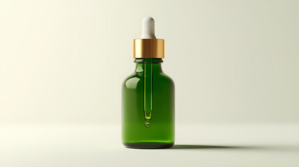 Fototapeta premium Green glass skincare bottle display