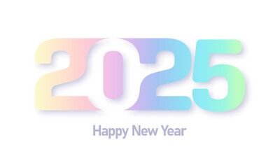 Happy new year 2025 vector illustration. Colorful design, trendy style, 2025 calendar