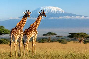 Fototapeta premium giraffe in the savannah
