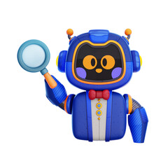 3D Blue Robot With Searching Illustration