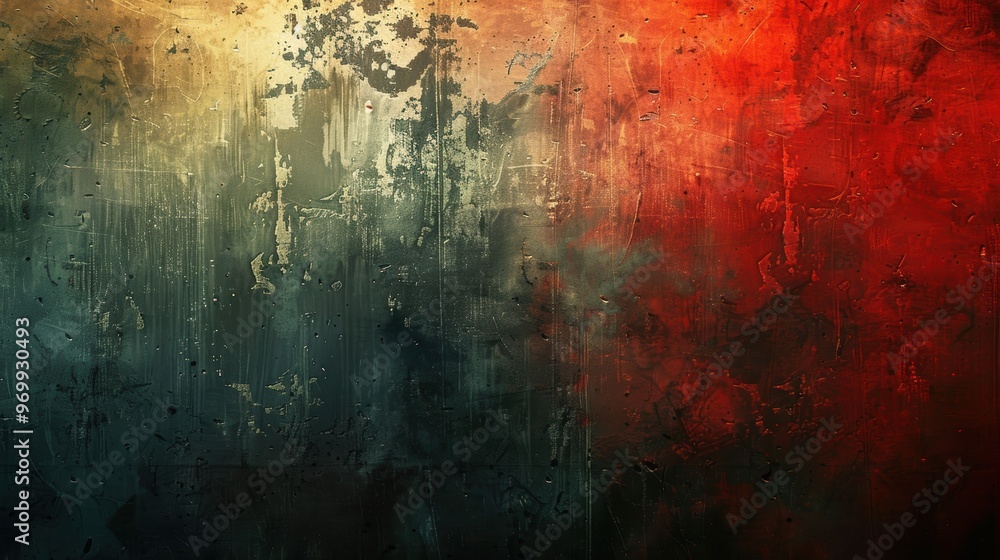 Poster textured abstract grunge background with warm and cool color gradients creating an artistic blend
